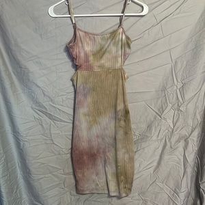 tight fitting tie dye cut out dress